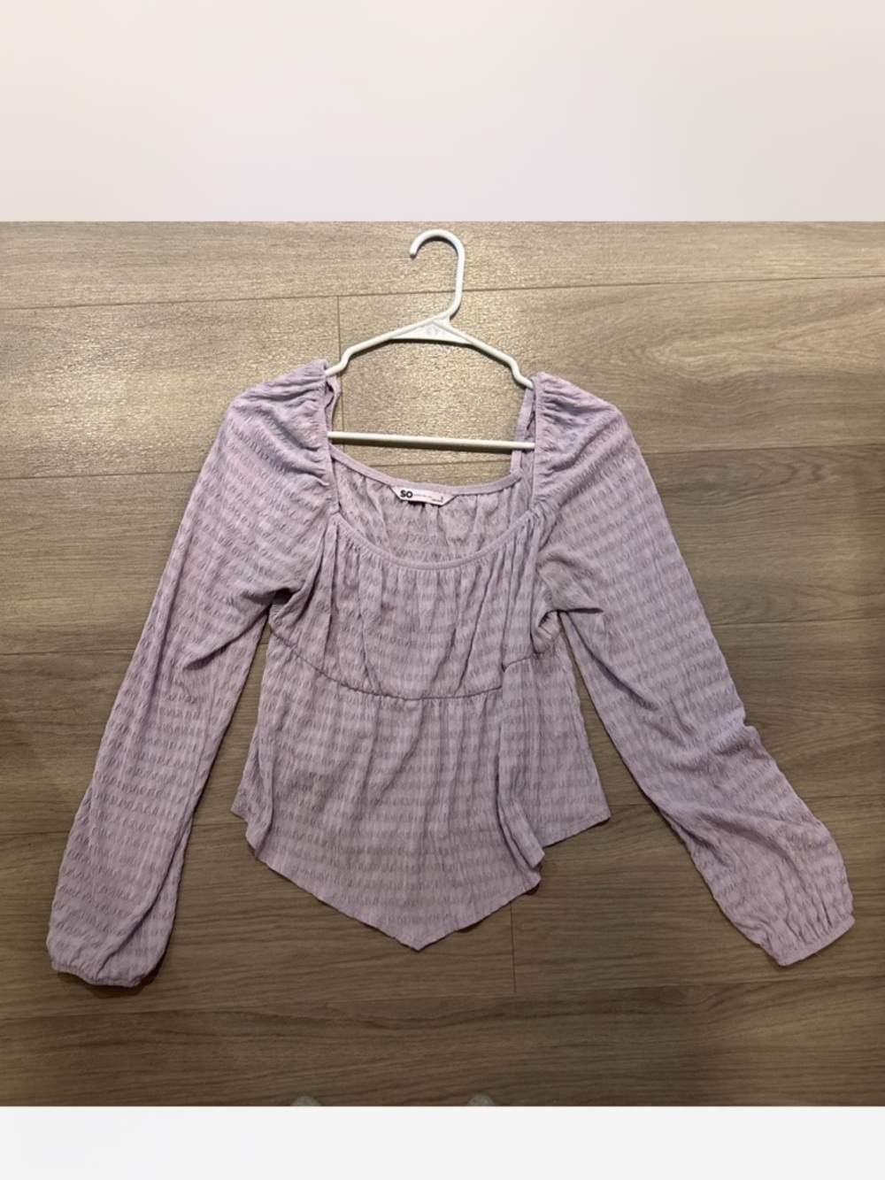 SO Lavender Long-Sleeve Peasant Top